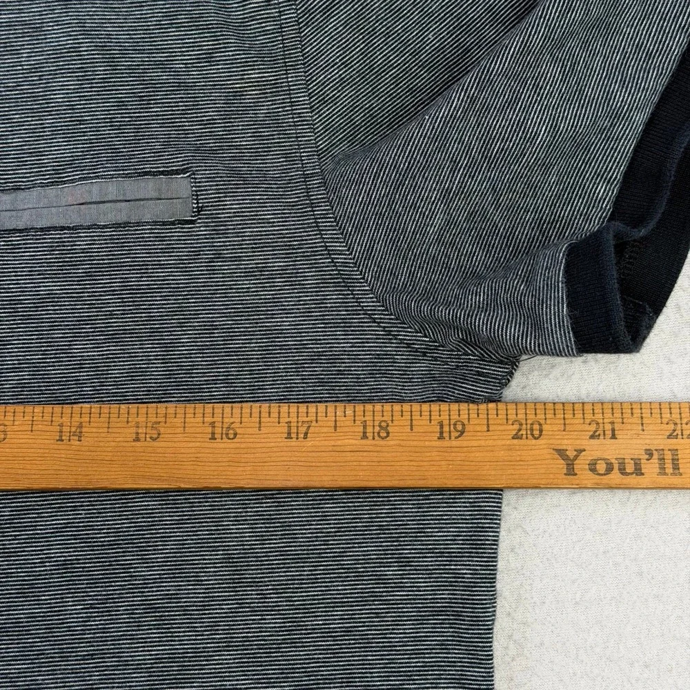 Original Penguin Polo Shirt Mens L Gray Striped Heritage Slim‎ Fit Short Sleeve